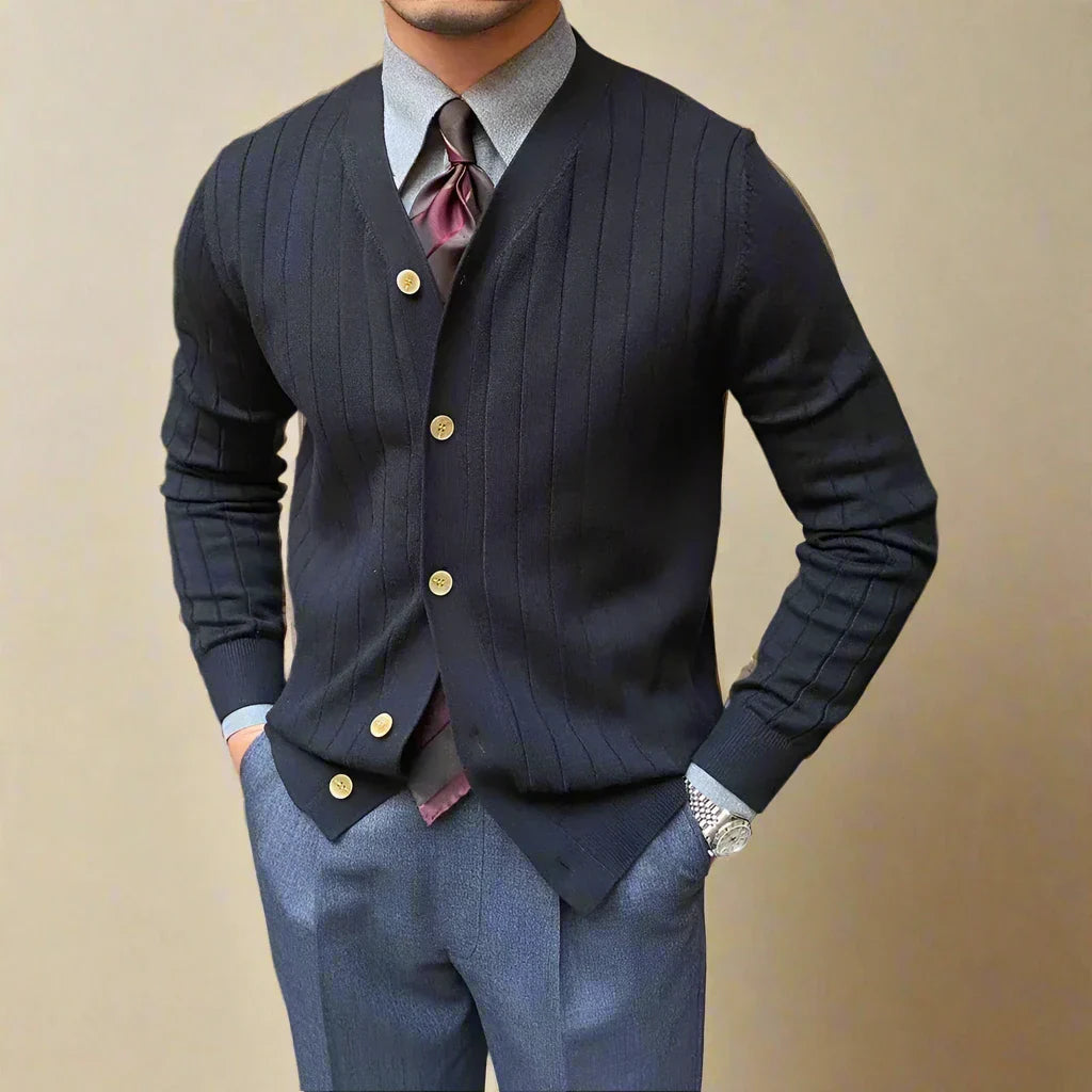 Lorenzo – Herengebreid Vest met Lange Mouwen