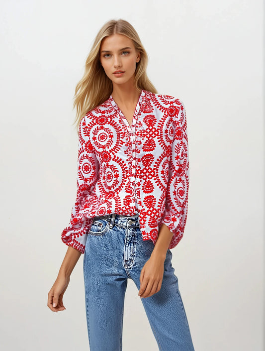 Blouse met Lange Mouwen Borduurwerk